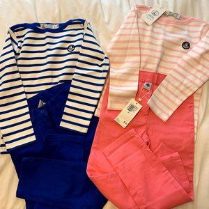 Set of 2 Petit Bateau pants/shirts sets